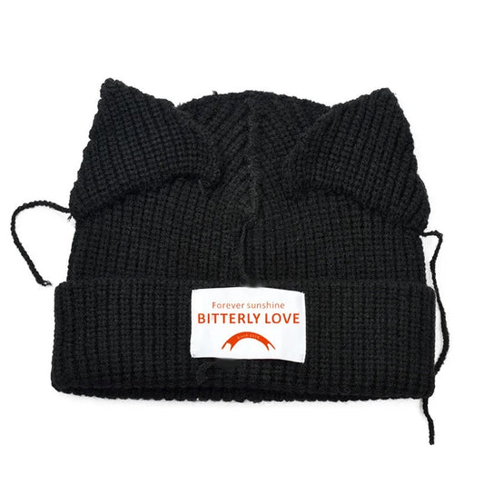 BLACK CAT EAR BEANIE