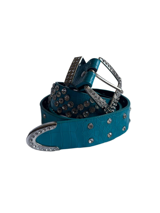 RHINESTONE BB BELT BLUE