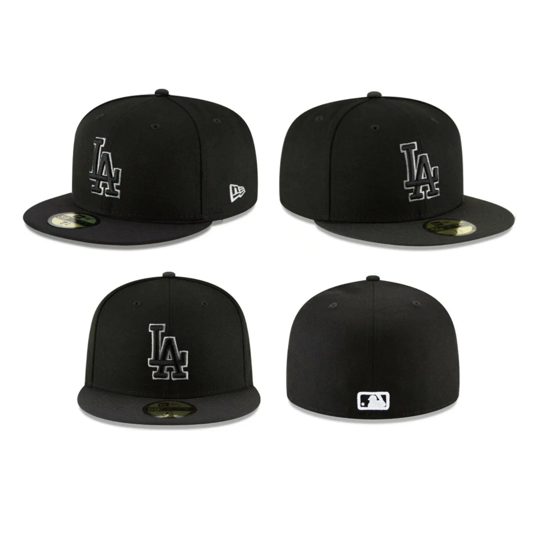 NEW ERA LOS ANGELES LA DODGERS BASIC BLACK OUTLINE 59FIFTY FITTED HAT MLB CAP