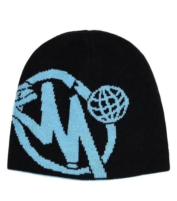 BLUE UNIVERSAL M LETTER PATTERN LETTER KNITTED HAT COLD HAT, CUTE, WARM, SOFT AND COMFORTABLE HAT