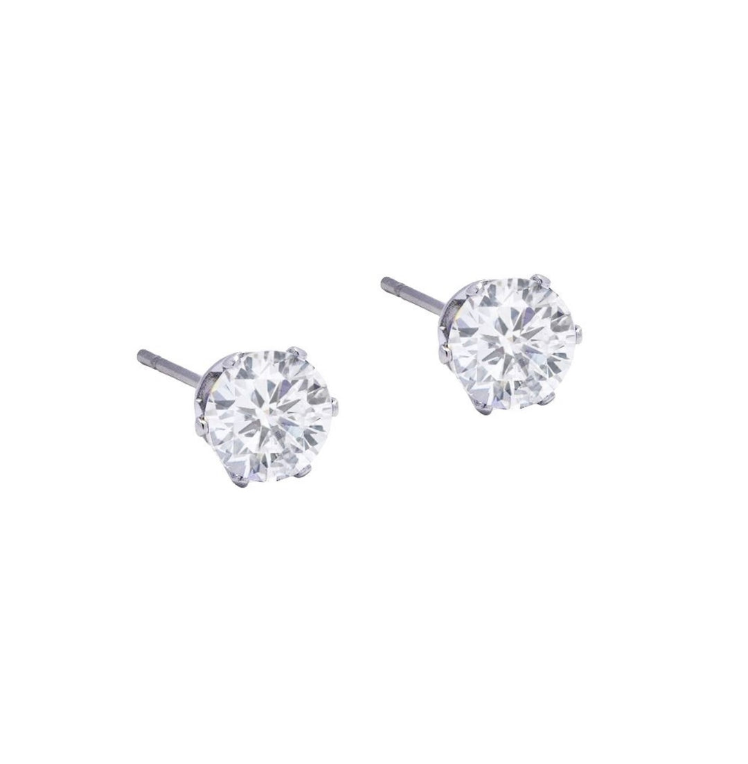 ROUND CUBIC ZIRCONIA SILVER STUD EARRINGS