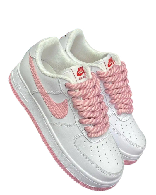 NIKE AIR FORCE 1 "WHITE" WITH PINK SMALL LACES