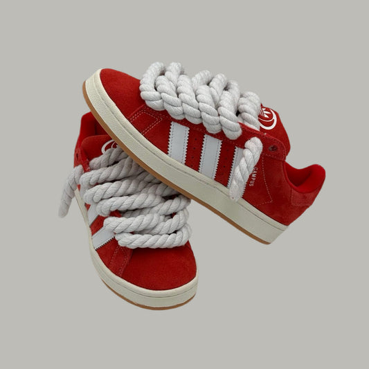 RED ADIDAS CAMPUS X ROPE LACES